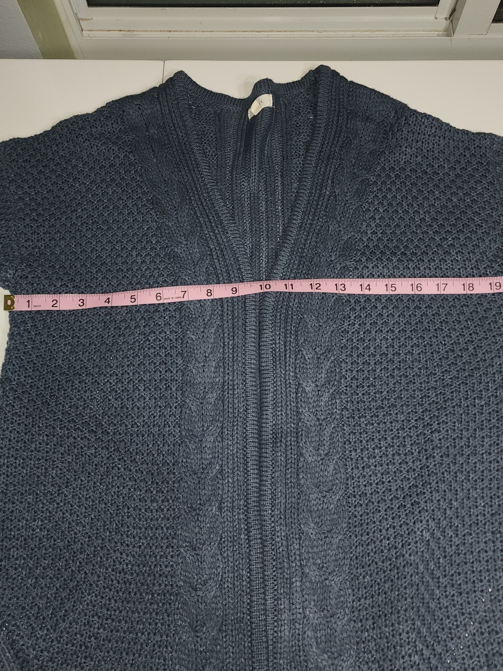 debut Open-Front Cable Knit Cardigan - Slate Blue - Picture 4 of 9